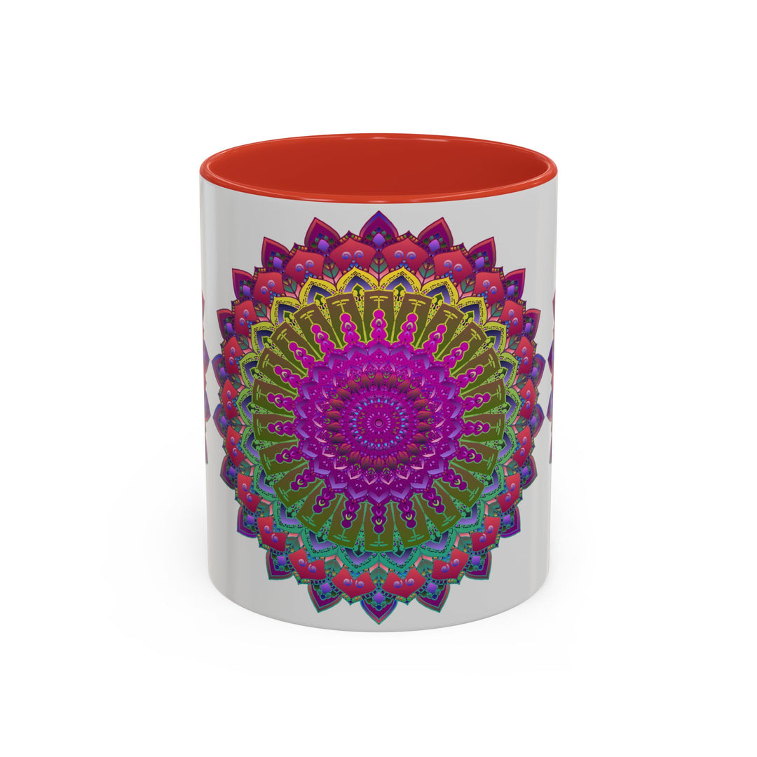  Handcrafted mug featuring a colorful and intricate mandala design