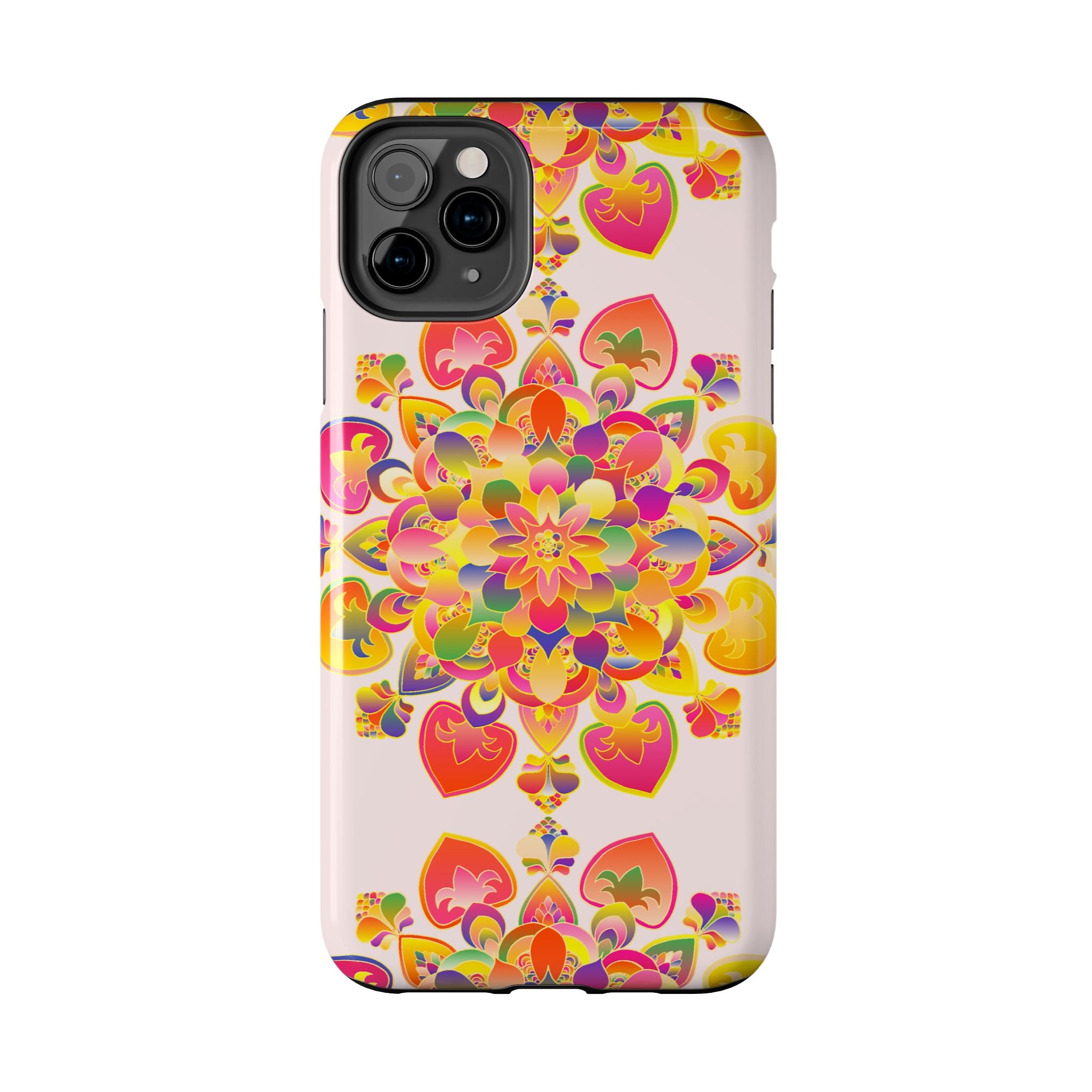 Colorful hand drawn mandala art phone case with intricate design