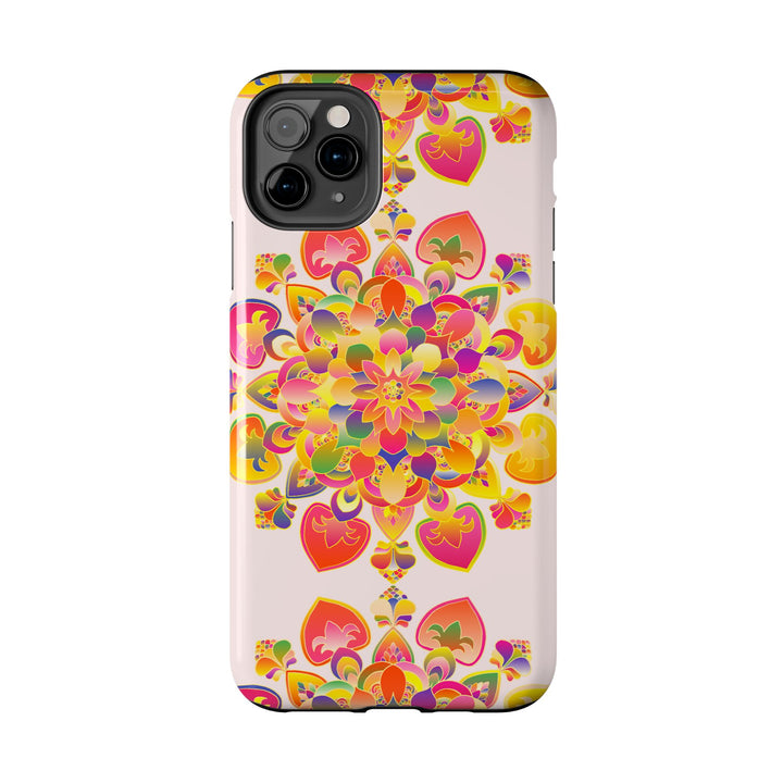 Colorful hand drawn mandala art phone case with intricate design