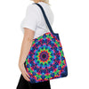 Colorful mandala design tote bag with a psychedelic and mesmerizing pattern