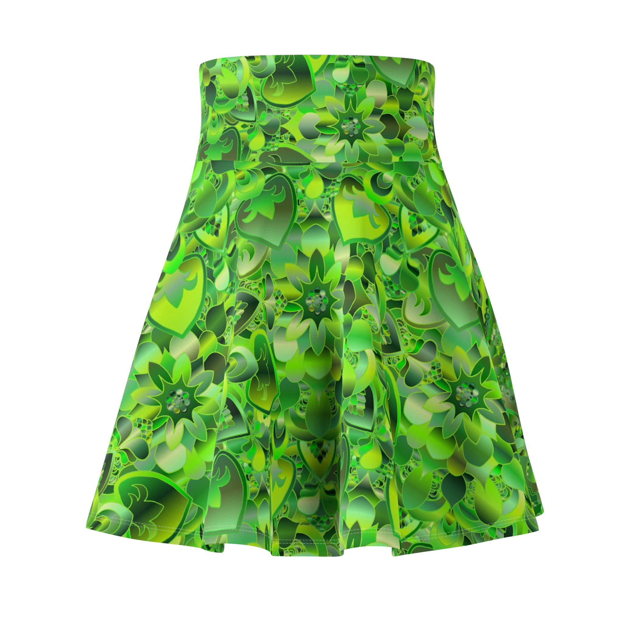 Green Shades Floral Mandala Skater Skirt