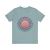 Vibrant Mandala Tee featuring colorful and psychedelic design, perfect for free spirits and lovers of bold, eye-catching fashion