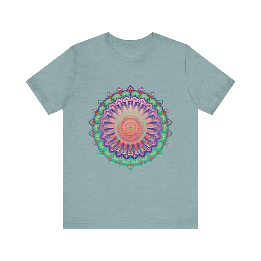 Vibrant Mandala Tee featuring colorful and psychedelic design, perfect for free spirits and lovers of bold, eye-catching fashion