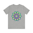 A vibrant and intricate mandala design adorns this comfortable tee, promoting peace and tranquility during meditation and everyday wear