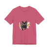 Black Cat Watercolor Sprint T-Shirt, a comfortable and stylish shirt perfect for cat lovers and art enthusiasts