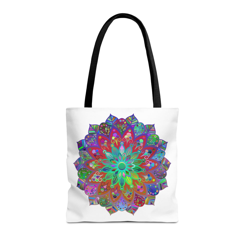 Vibrant and intricately detailed mandala printed tote bag, perfect for adding a pop of color and style to your everyday outfit