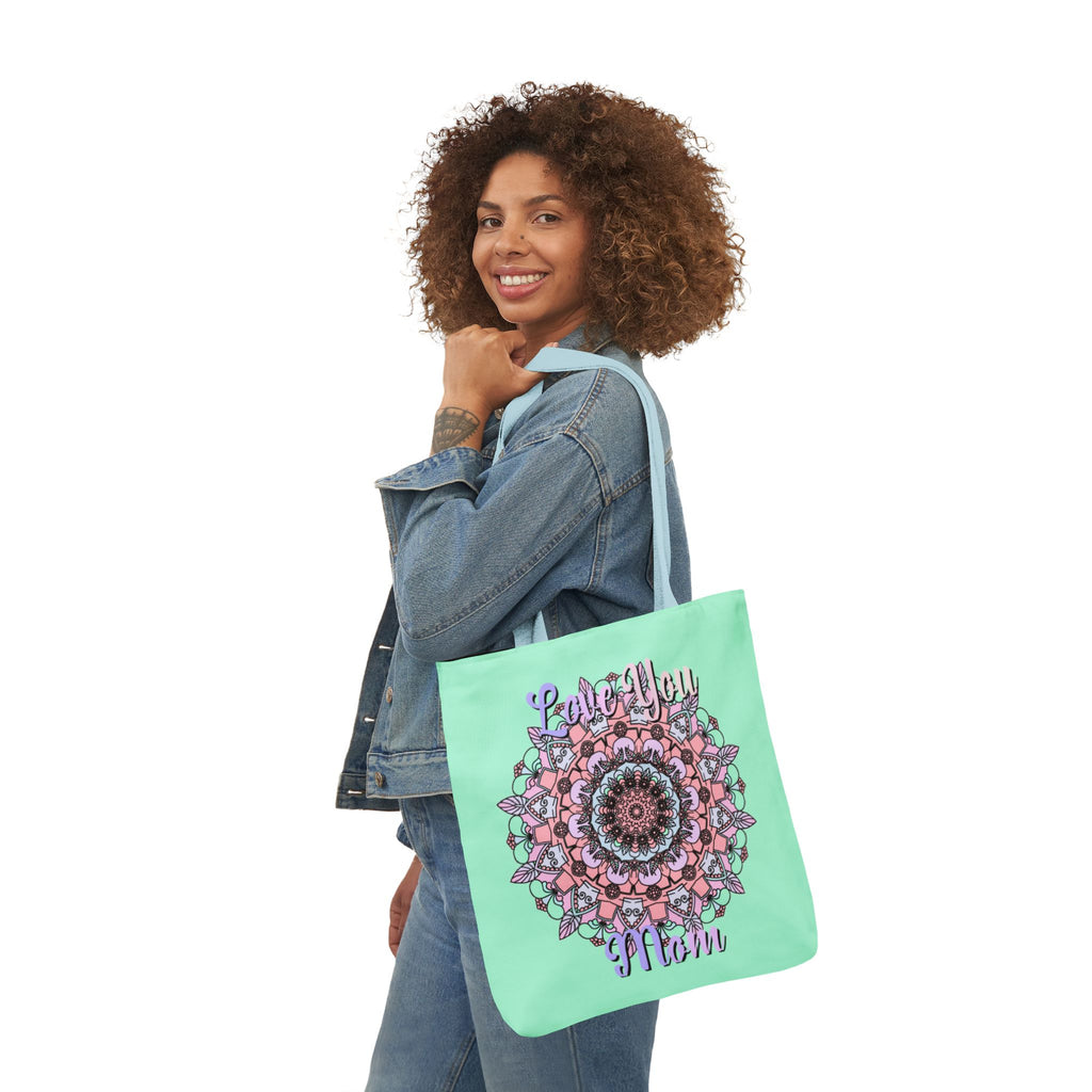 Mandala 'Love You Mom' Canvas Tote — Floral Mother's Day Gift Bag