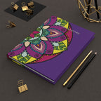 Diario con copertina rigida "Inner Journey Mandala" — Mandala luminoso su viola