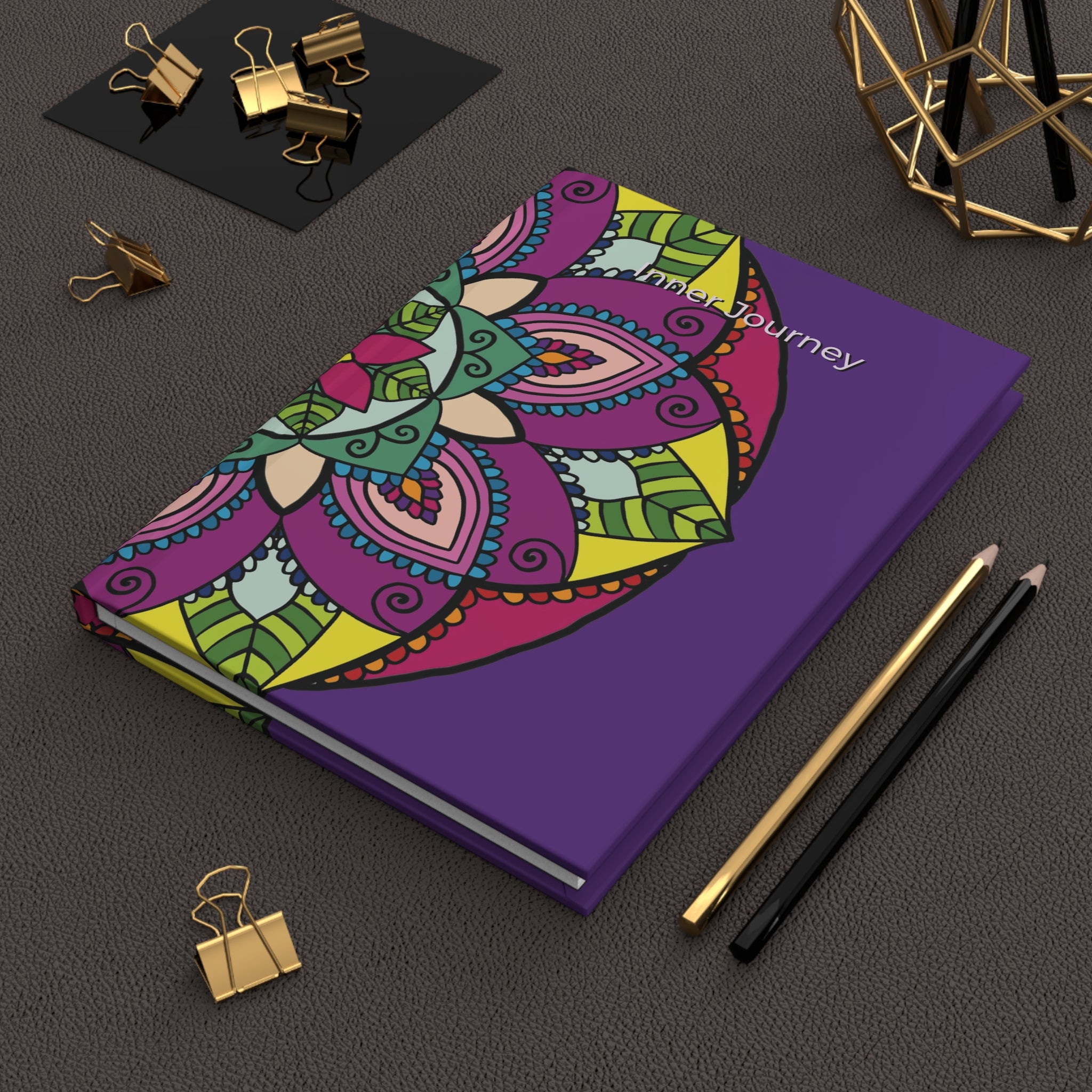 Inner Journey Mandala Hardcover Journal — Bright Mandala on Purple