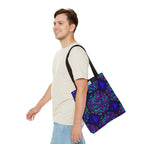 Kaleidoscope Mandala Tote Bag — Vibrant Neon Floral Pattern