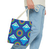 Vibrant and intricate mandala design tote bag in various colors