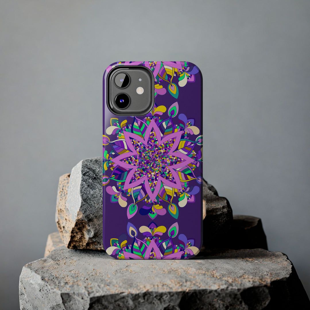 Hand drawn purple Mandala Art iPhone X/XS phone case with intricate design