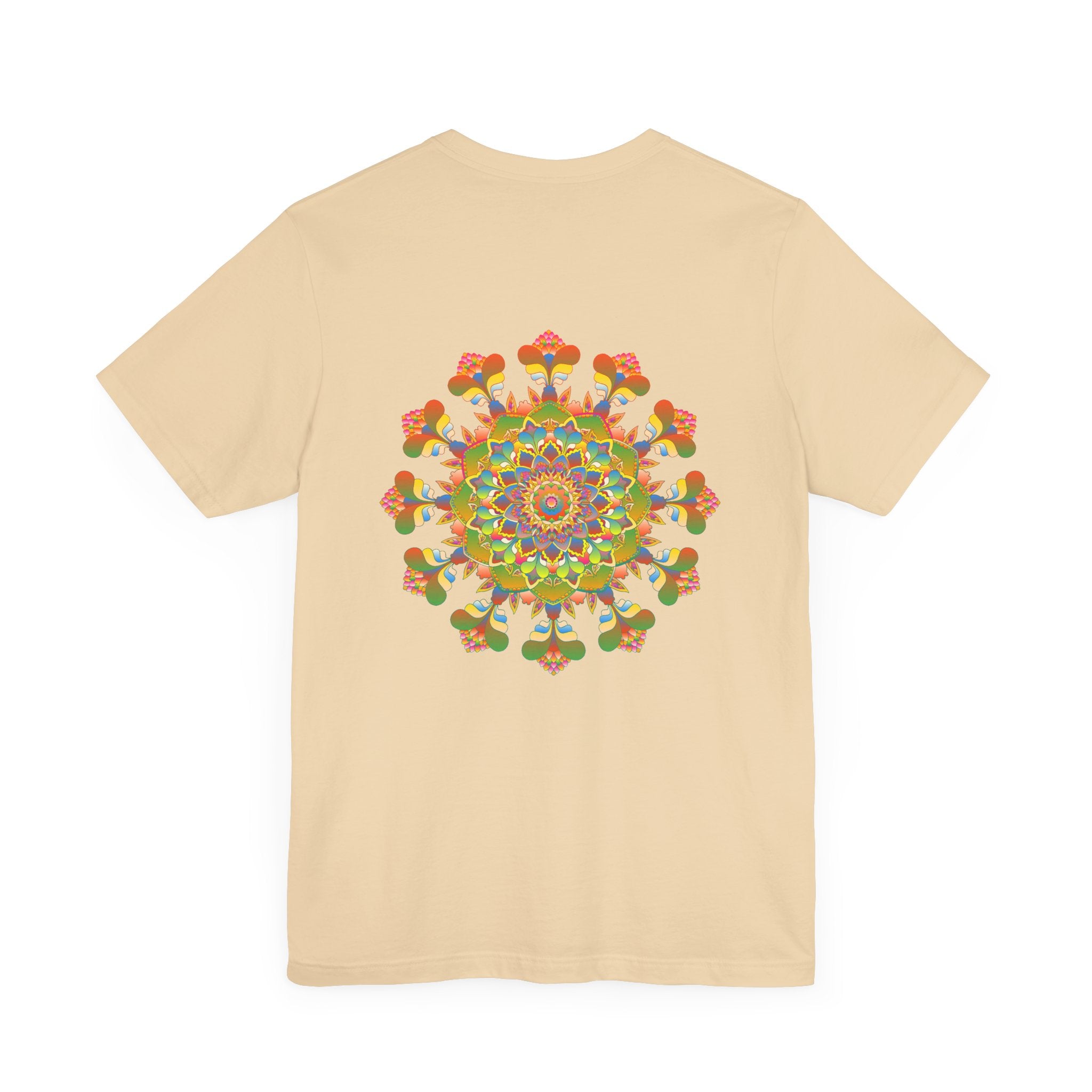 Woman wearing Mandala Peace & Harmony T-Shirt in meditation pose