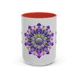 Beautiful mandala art mug featuring a colorful floral design and intricate patterns