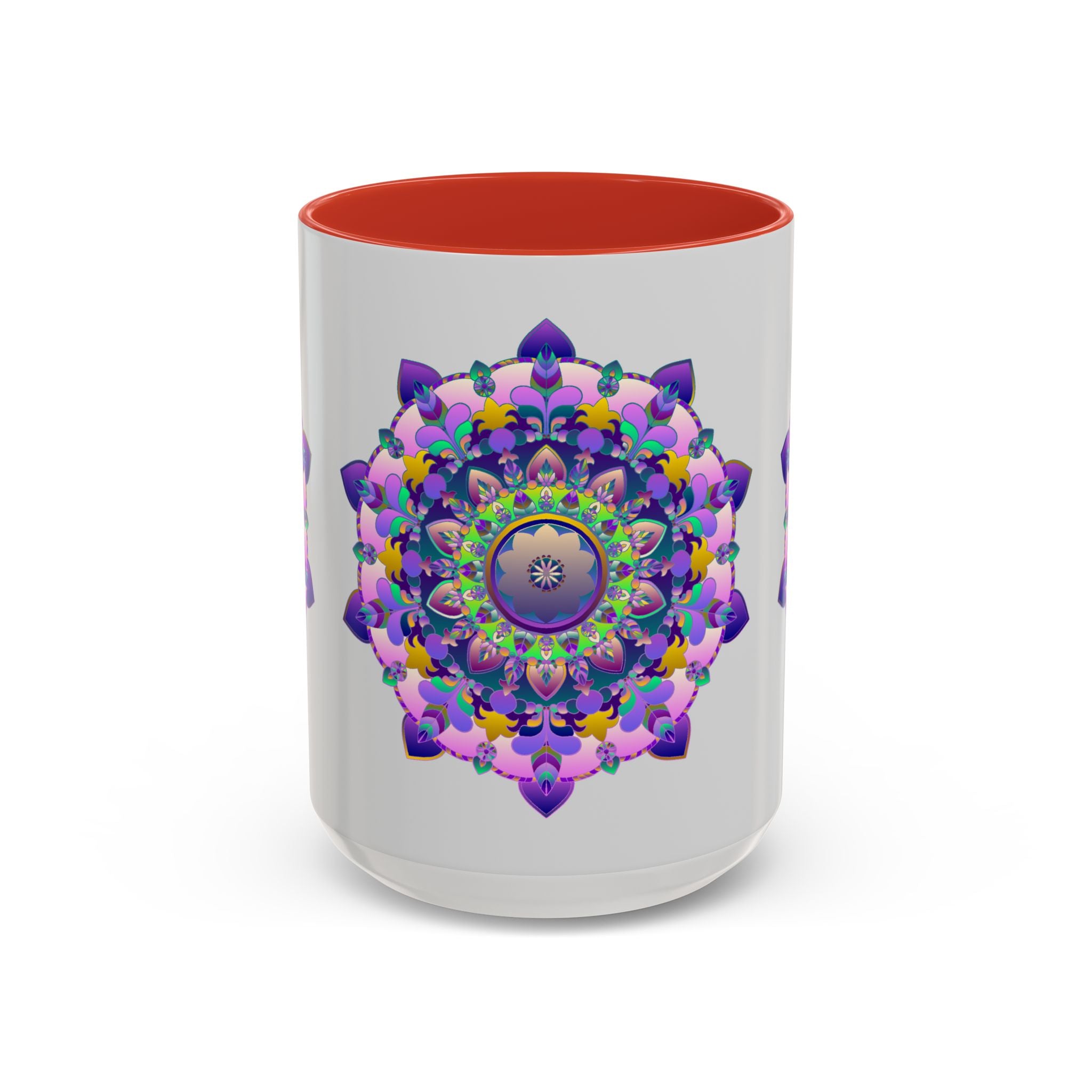 Beautiful mandala art mug featuring a colorful floral design and intricate patterns