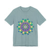 Colorful Mandala Meditation Tee featuring a vibrant design promoting peace and tranquility for a calming and relaxing experience