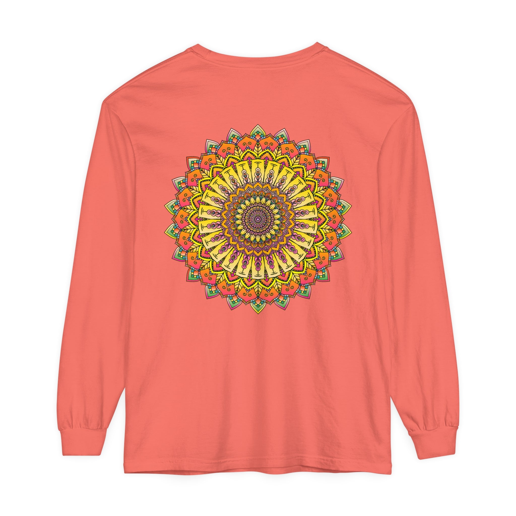 Intricate Mandala Unisex Long Sleeve T-Shirt with vibrant, detailed design