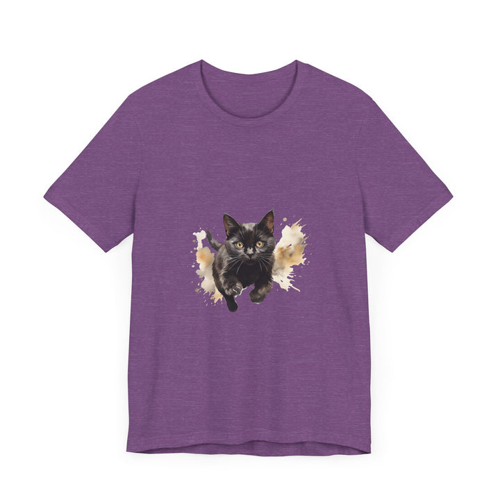 Black cat watercolor sprint t-shirt with vibrant colors and stylish design