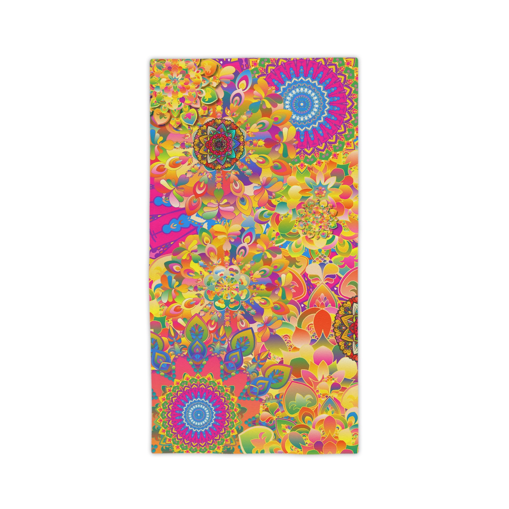 Psychedelic Floral Mandala Beach Towel