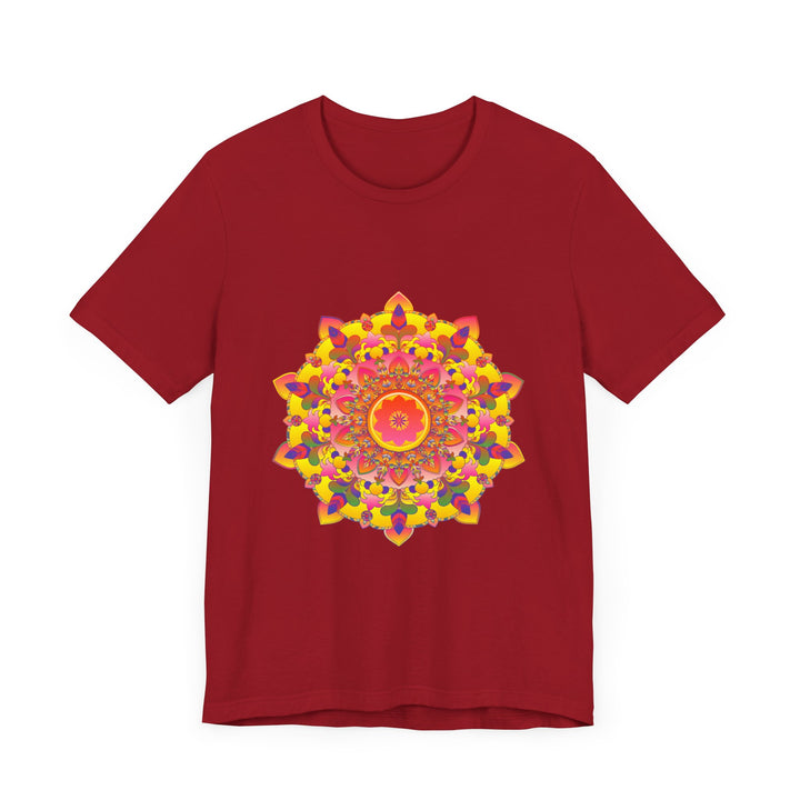 Colorful mandala t-shirt featuring vibrant hues and spiritual artistry