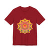 Colorful mandala t-shirt featuring vibrant hues and spiritual artistry