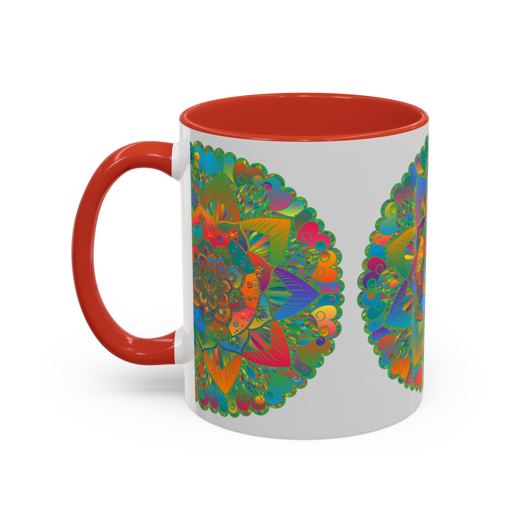 Beautiful mandala art mug adorned with a colorful and intricate floral design