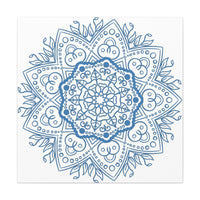 Beautiful handmade steel blue mandala design wall art on stretched matte canvas