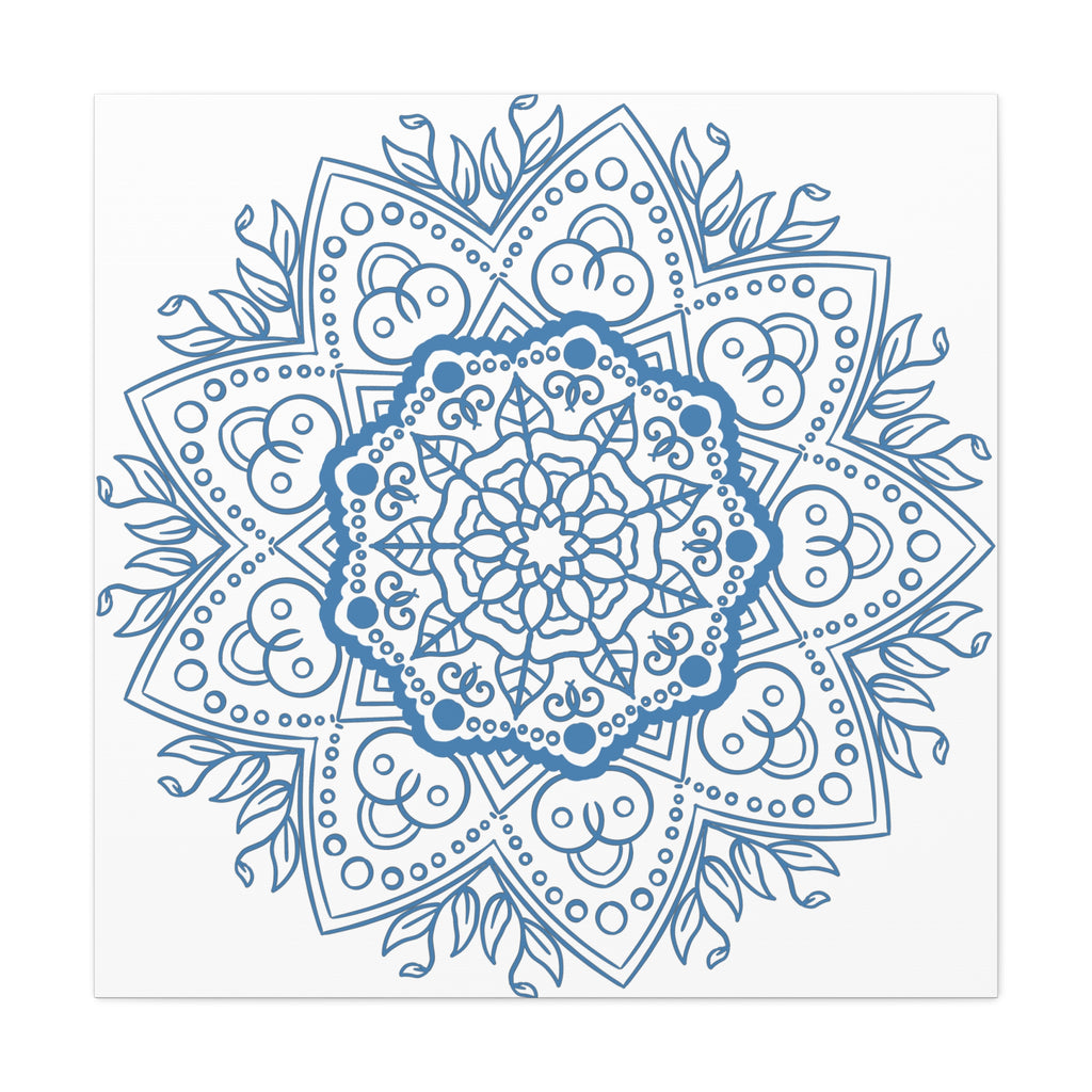 Beautiful handmade steel blue mandala design wall art on stretched matte canvas