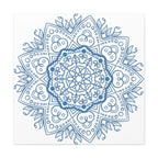 Beautiful handmade steel blue mandala design wall art on stretched matte canvas