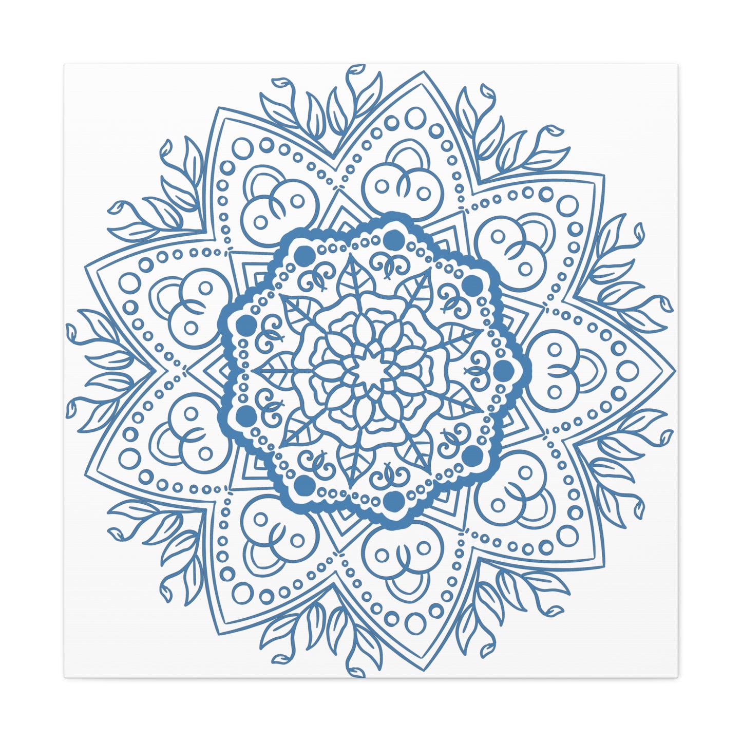 Beautiful handmade steel blue mandala design wall art on stretched matte canvas