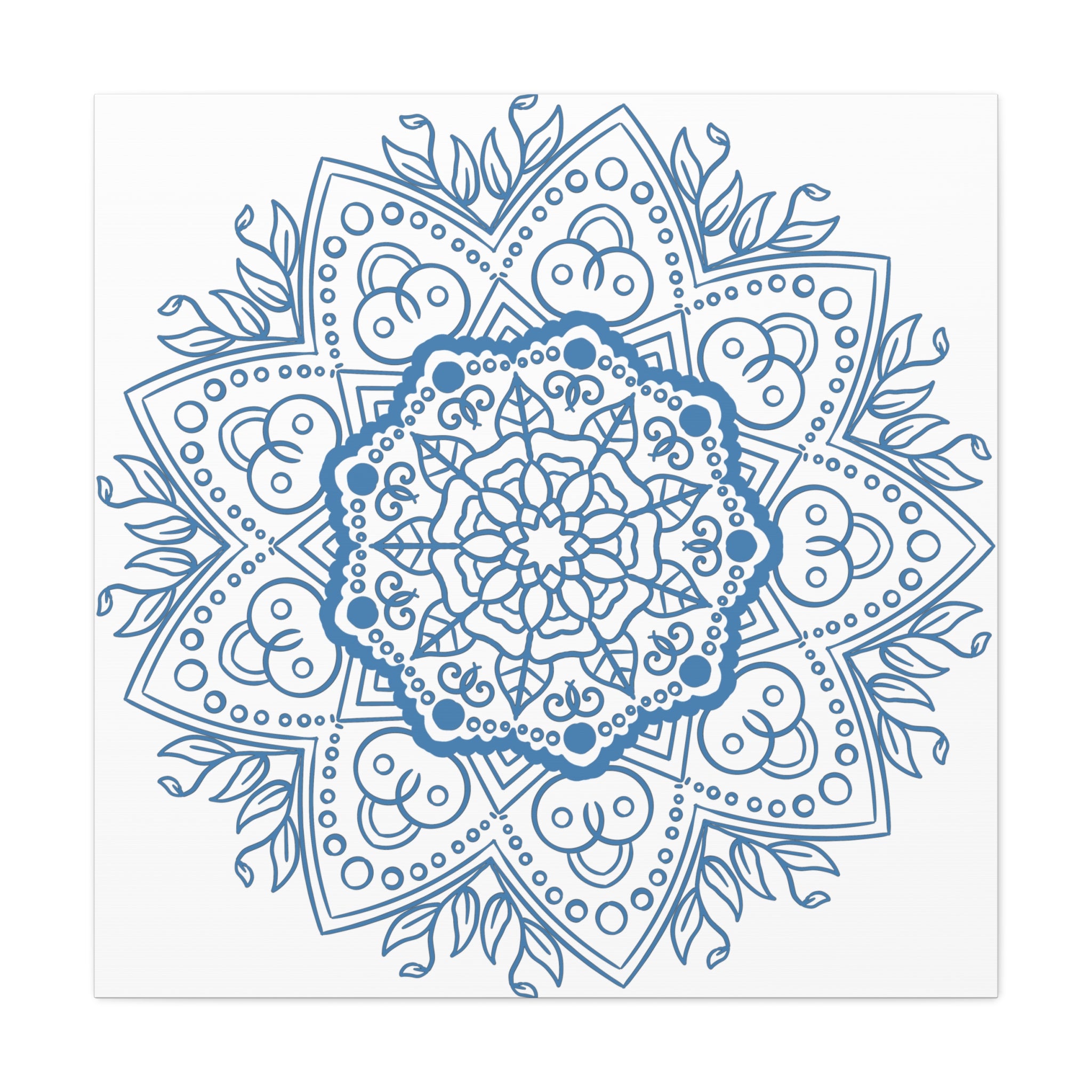 Beautiful handmade steel blue mandala design wall art on stretched matte canvas