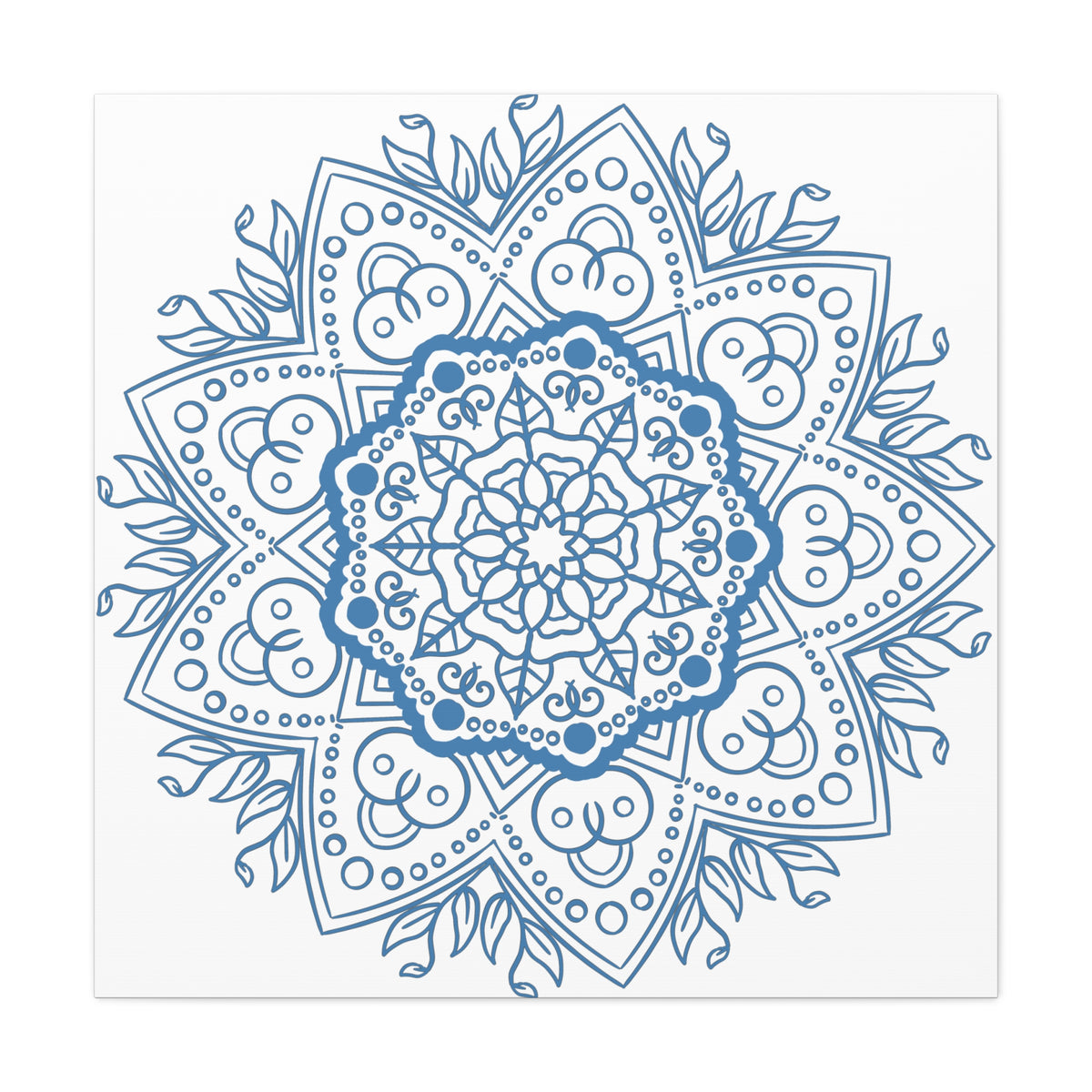 Beautiful handmade steel blue mandala design wall art on stretched matte canvas