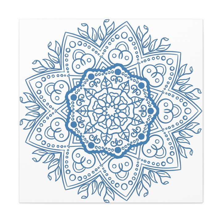 Beautiful handmade steel blue mandala design wall art on stretched matte canvas