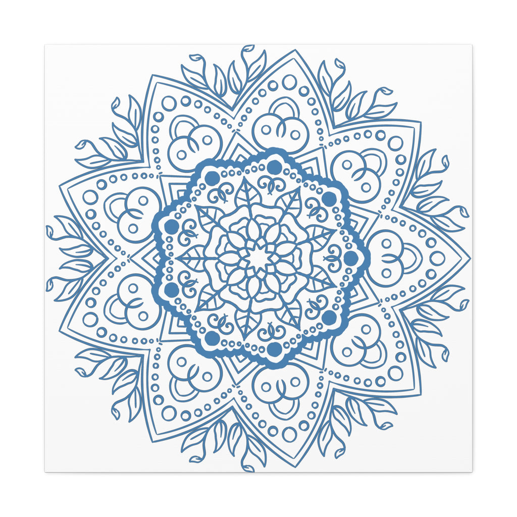 Beautiful handmade steel blue mandala design wall art on stretched matte canvas