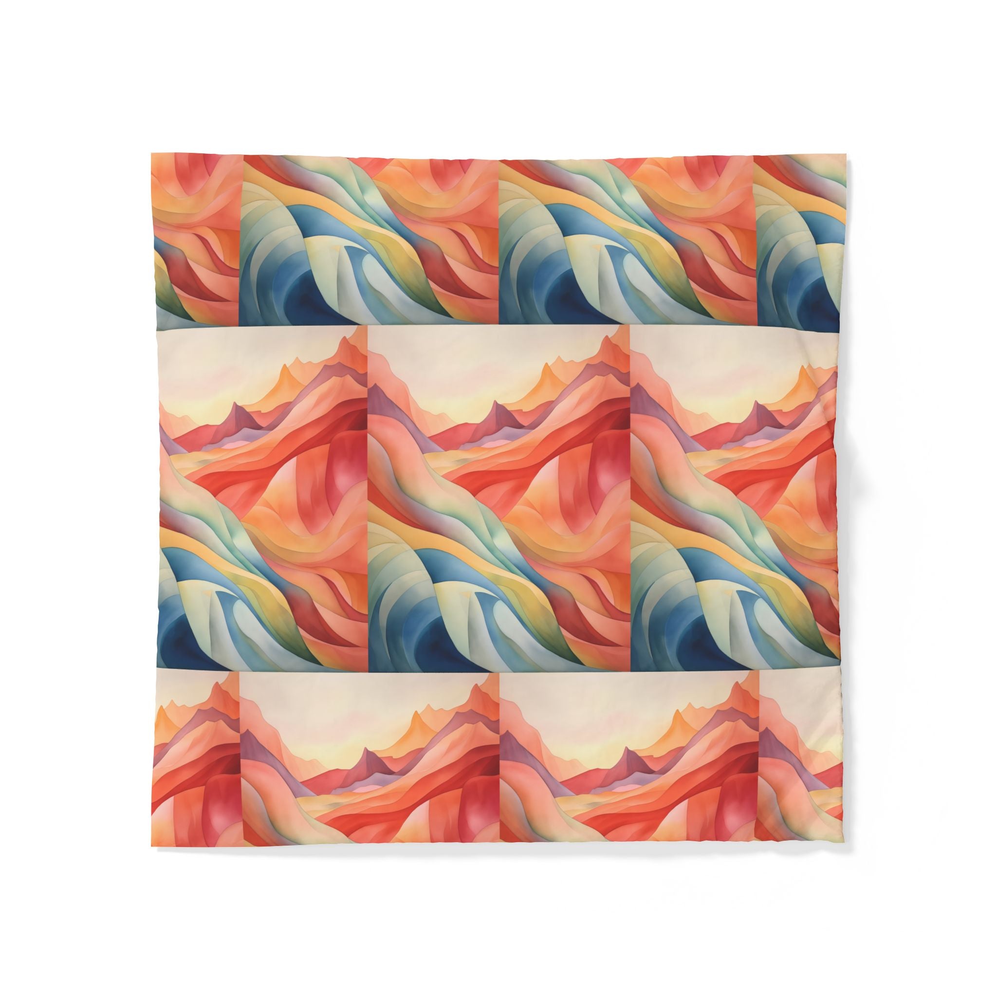Abstract Sunset Waves Cotton Duvet Cover