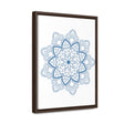 Beautiful handmade steel blue Mandala Design Wall Art on gallery canvas wraps, displayed in a vertical frame