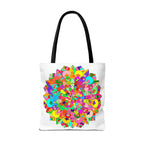 Vibrant and intricate mandala art tote bag with colorful and eye-catching design