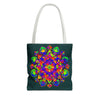 Beautiful Mandala Mystical Nature Tote Bag featuring intricate floral and nature-inspired design, perfect for carrying all your essentials in style