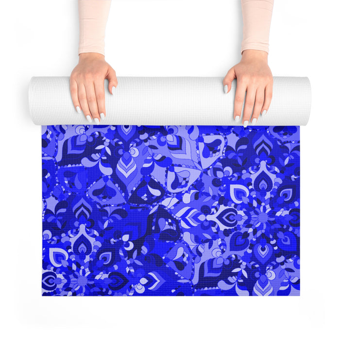Foam Yoga Mat in Deep Ocean Blue - Supportive Anti-Slip Design