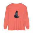 Black unisex long sleeve t-shirt with a stylish cat silhouette design