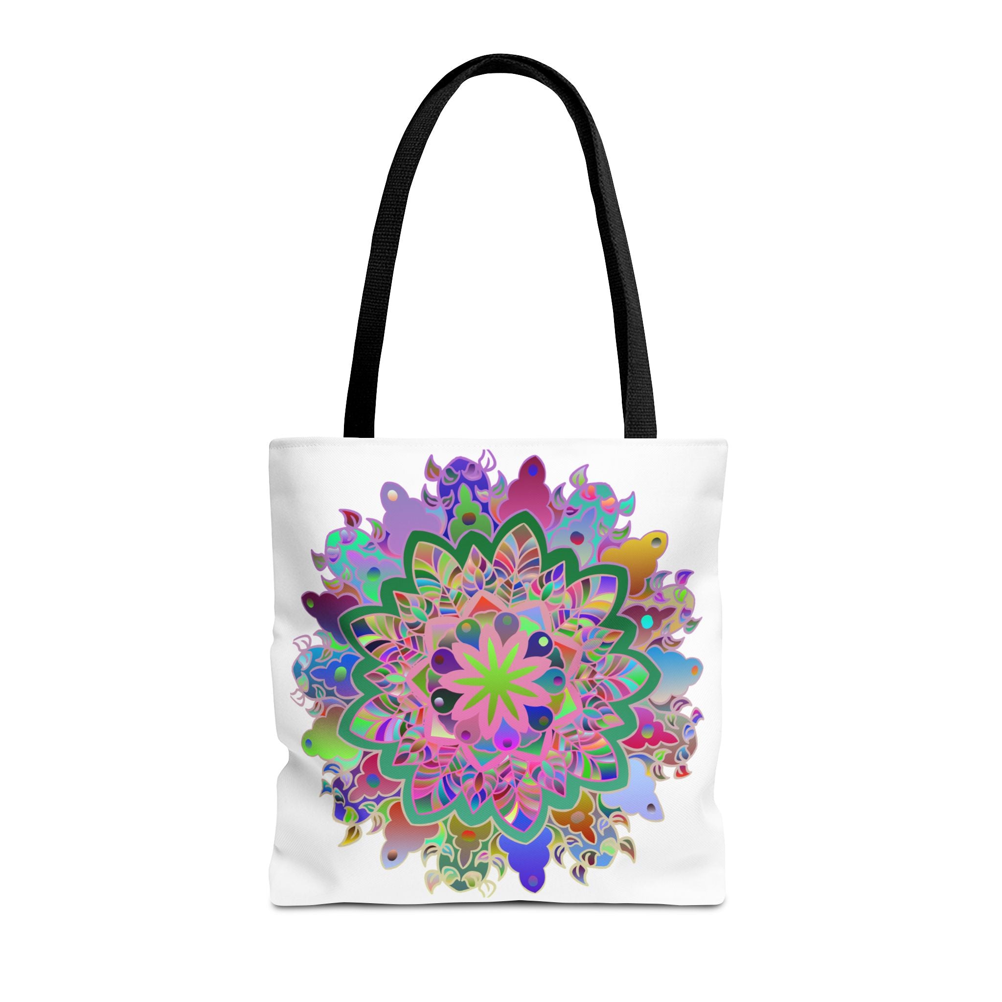 Vibrant and intricately designed mandala tote bag with colorful patterns