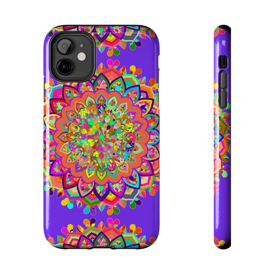 Beautiful hand drawn purple Mandala Art phone case for stylish protection