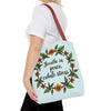 Beautiful flower crown tote bag with serene style and vibrant colors