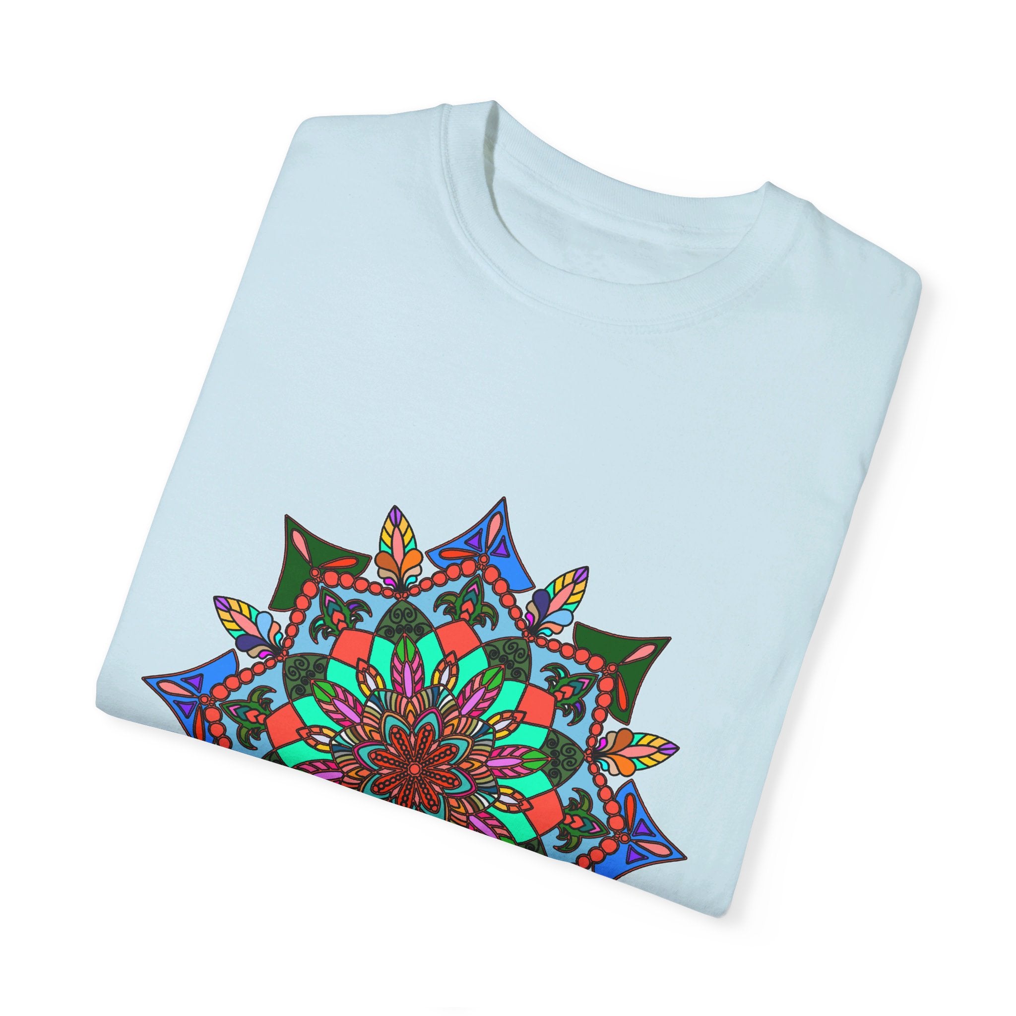 Unisex Mandala T-Shirt featuring Hand-Drawn Mandala Art made from 100% Ring-Spun Cotton and Garment-Dyed for Extra Comfort