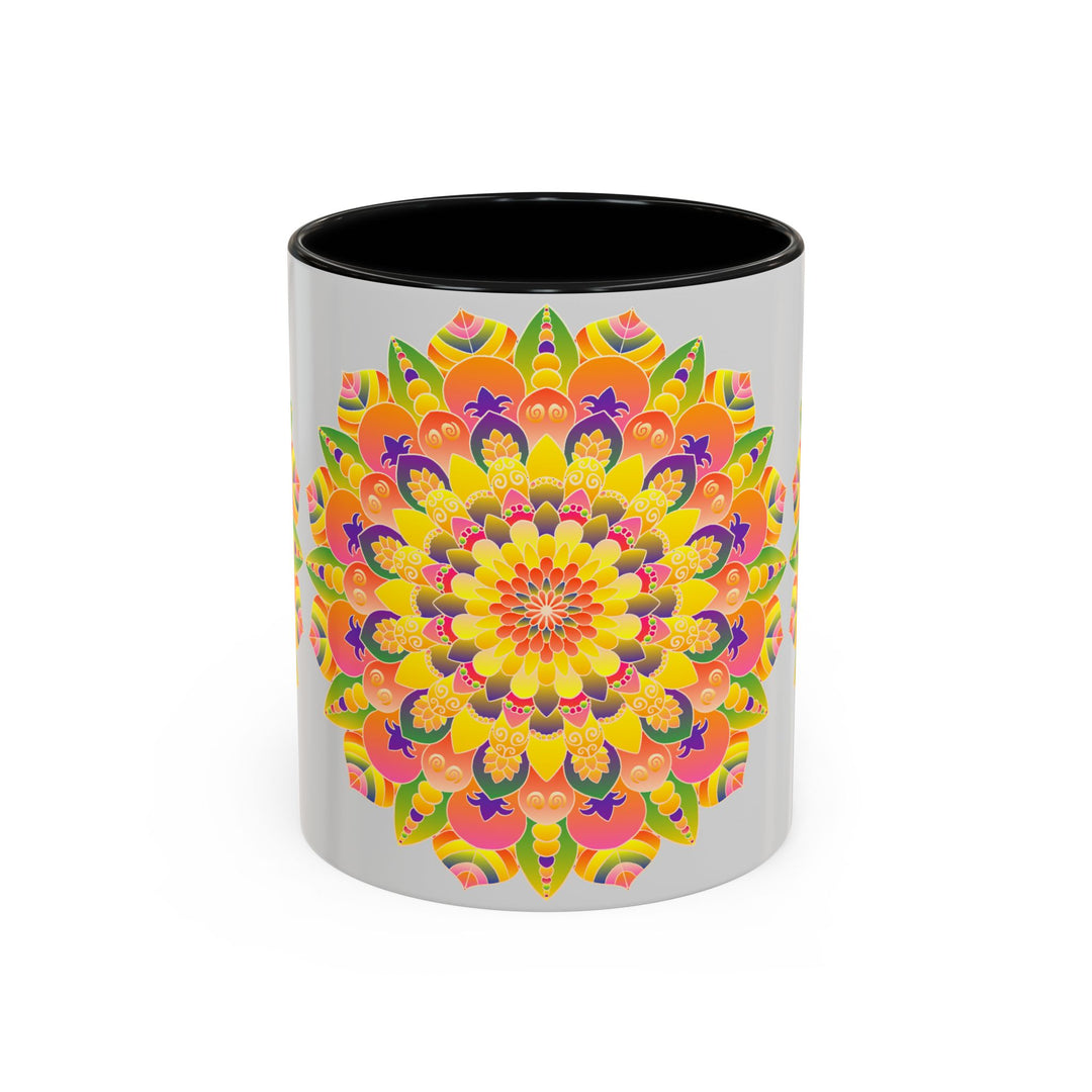 Colorful Mandala Mug with intricate bohemian art design and vibrant colors