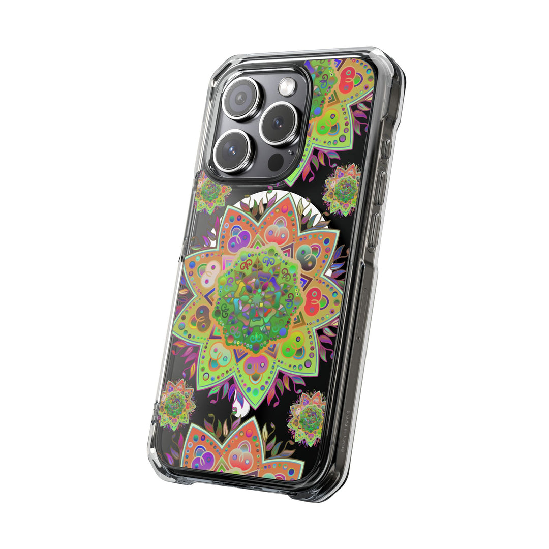 Eye-catching Mandala MagSafe®-Compatible iPhone 14/15 Impact Case with detailed mandala design and durable construction