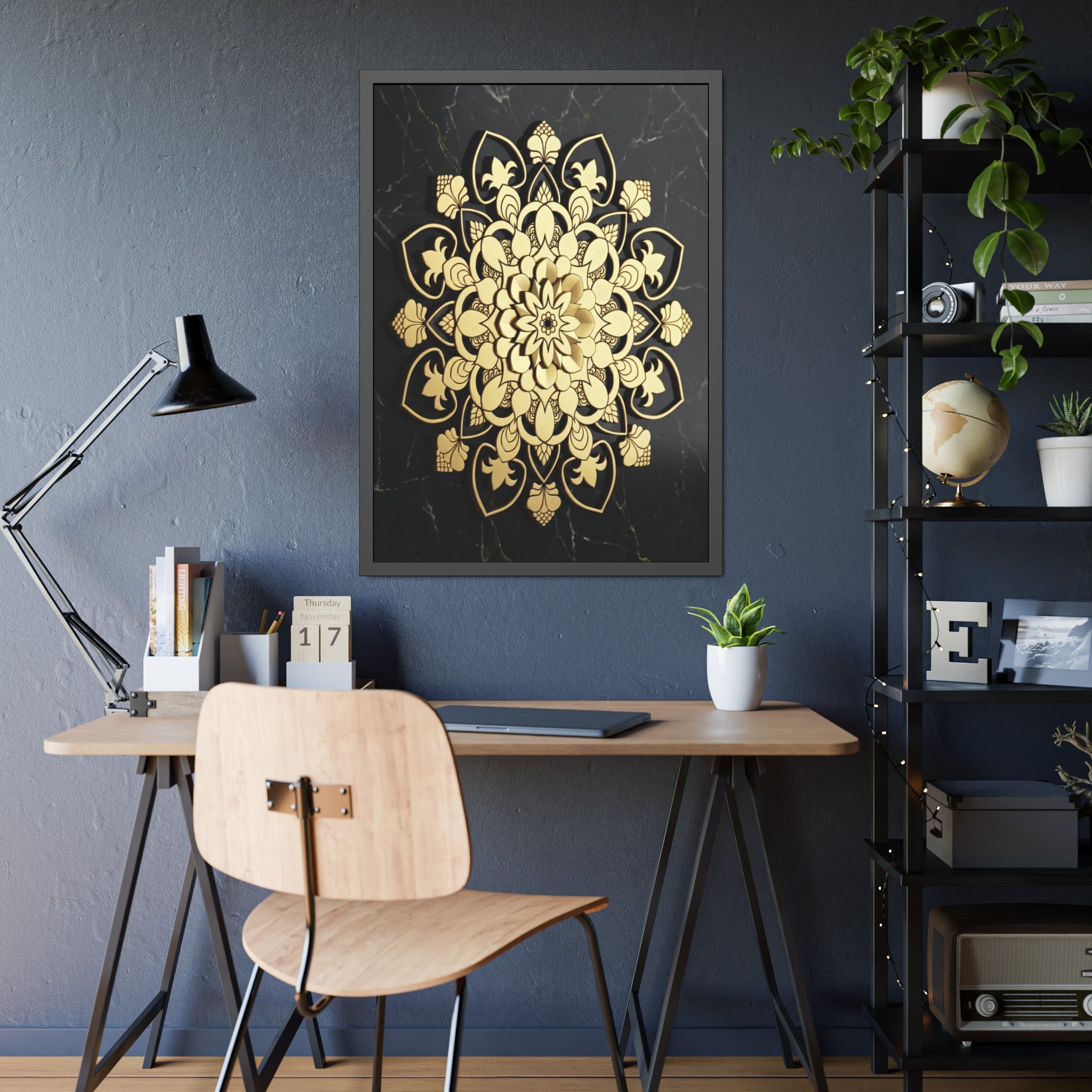 Die Vision des Alchemisten – Gerahmtes Poster aus schwarzem Marmor