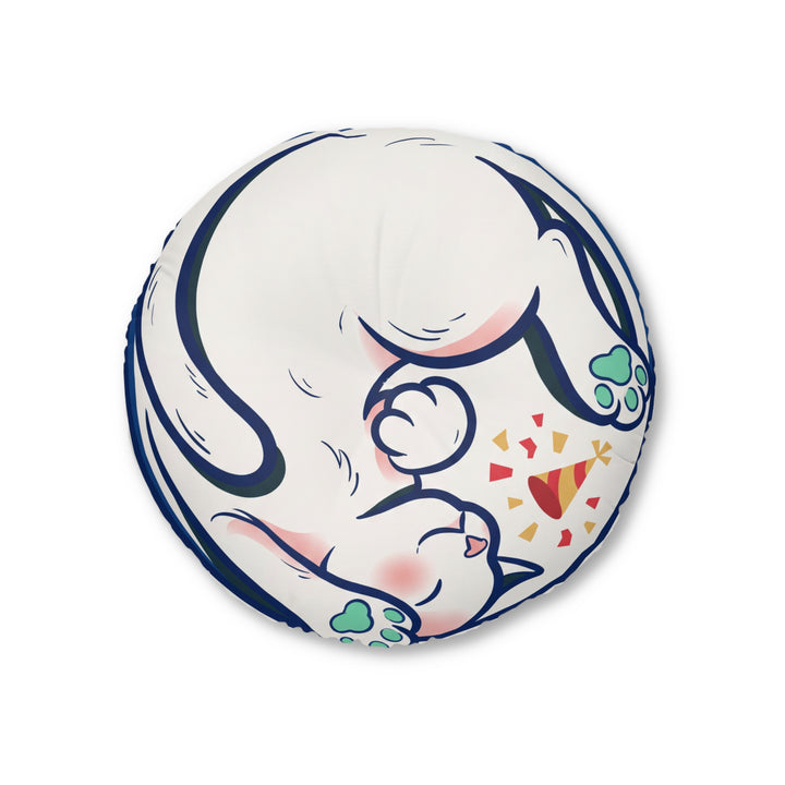 Cozy New Year Cat Floor Pillow — Cute Festive Cat Cushion