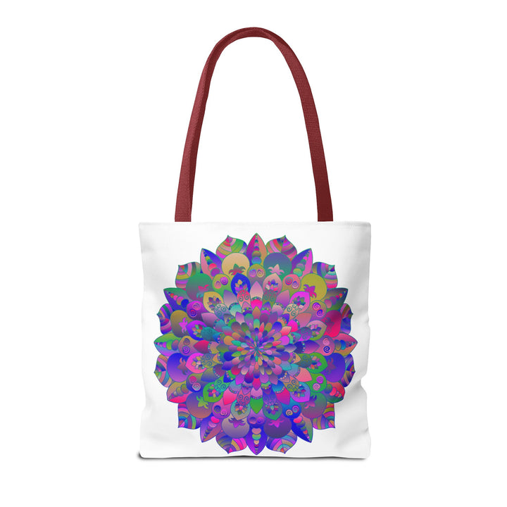 Colorful Mandala Lotus Tote Bag with intricate floral design and spacious interior