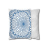 Square Pillowcase with Intricate Hand-drawn Mandala Art in Steel Blue